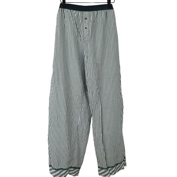 💓Sold 💓not for sale💓Pink VS Women Striped Wide Leg Pajama Pants Green Holiday L - Picture 1 of 8